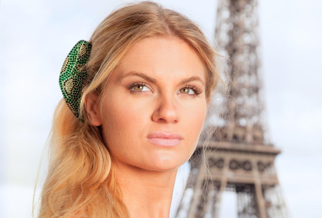 Gold metal hair clip rhinestones handmade in France | MC Davidian luxury