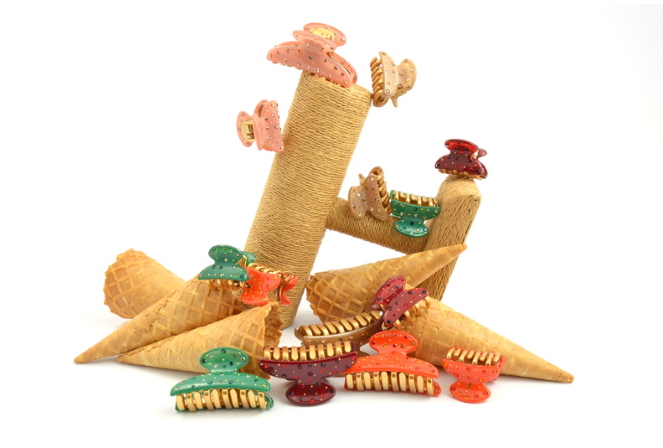 Colorful sorbet mini hair clips for kids handmade in France | MC Davidian